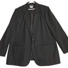 Vintage Sag Harbor 100 Wool Black Blazer Jacket Womens 16 Classic Lined Coat