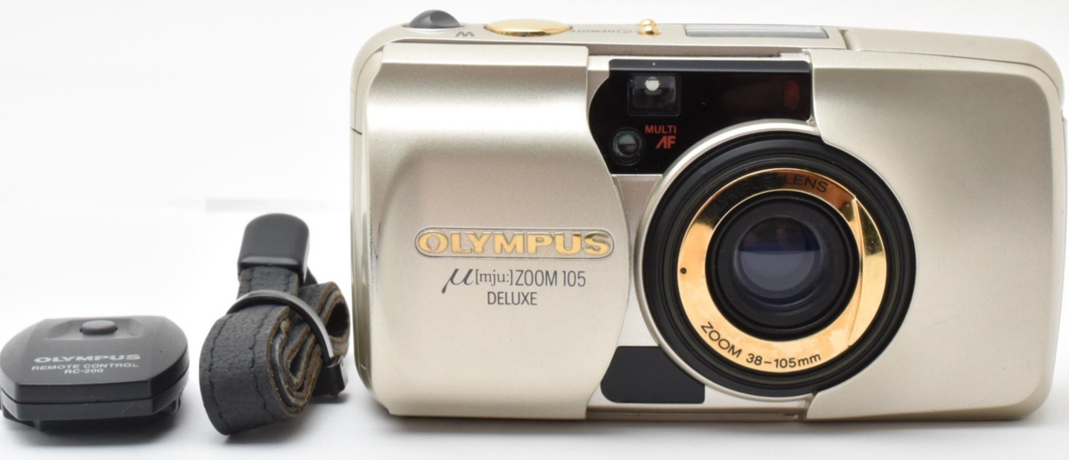 Olympus μ mju Zoom 105 Deluxe 35mm Film Camera w/Strap from Japan