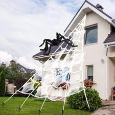 5M Halloween Spider Web Decoration Plush Giant Cobweb Haunted House Yard Prop