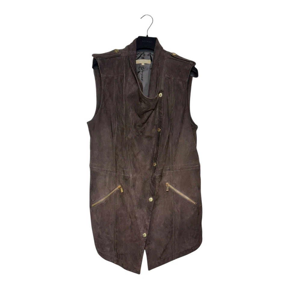Michael Kors Collection Chocolate Brown Suede Vest Size 14 - Image 3 of 4