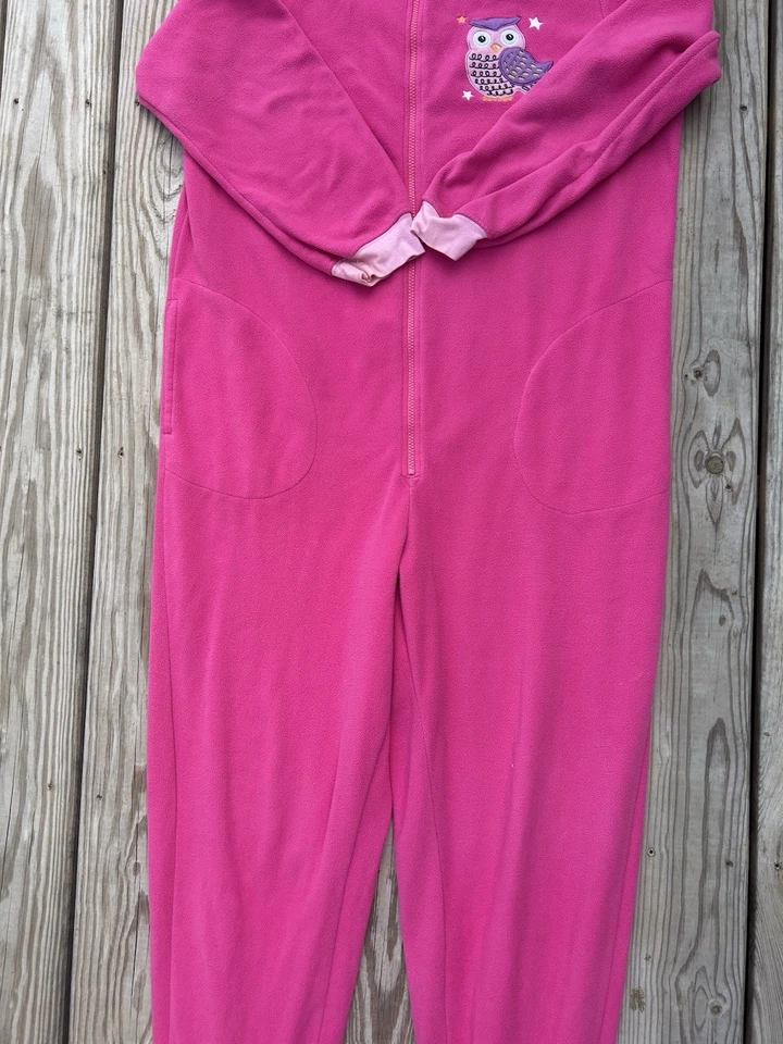 Nick & Nora One Piece Pink Pajamas PJ Size XL Owl Feet Footed Hoot Footie - Image 4 of 4