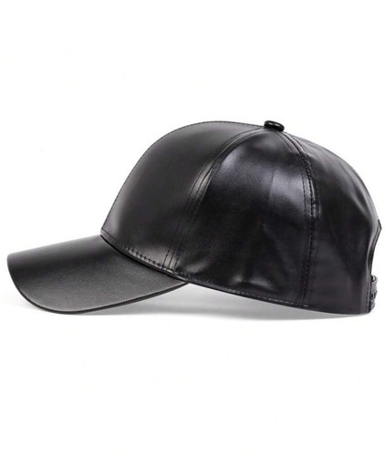 PU Leder Herren Baseballkappe verstellbare Mütze einfarbig Winter Outdoor Kappe - Bild 2 von 5