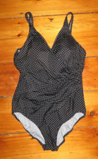Miracesuit one piece Swim Suit black /white polka dot soft cup bra size 16 D