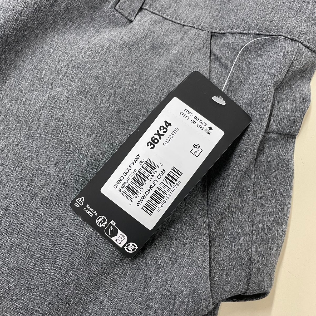 OAKLEY Chino Icon Golf Pants Men's Size 36x34 Blackout