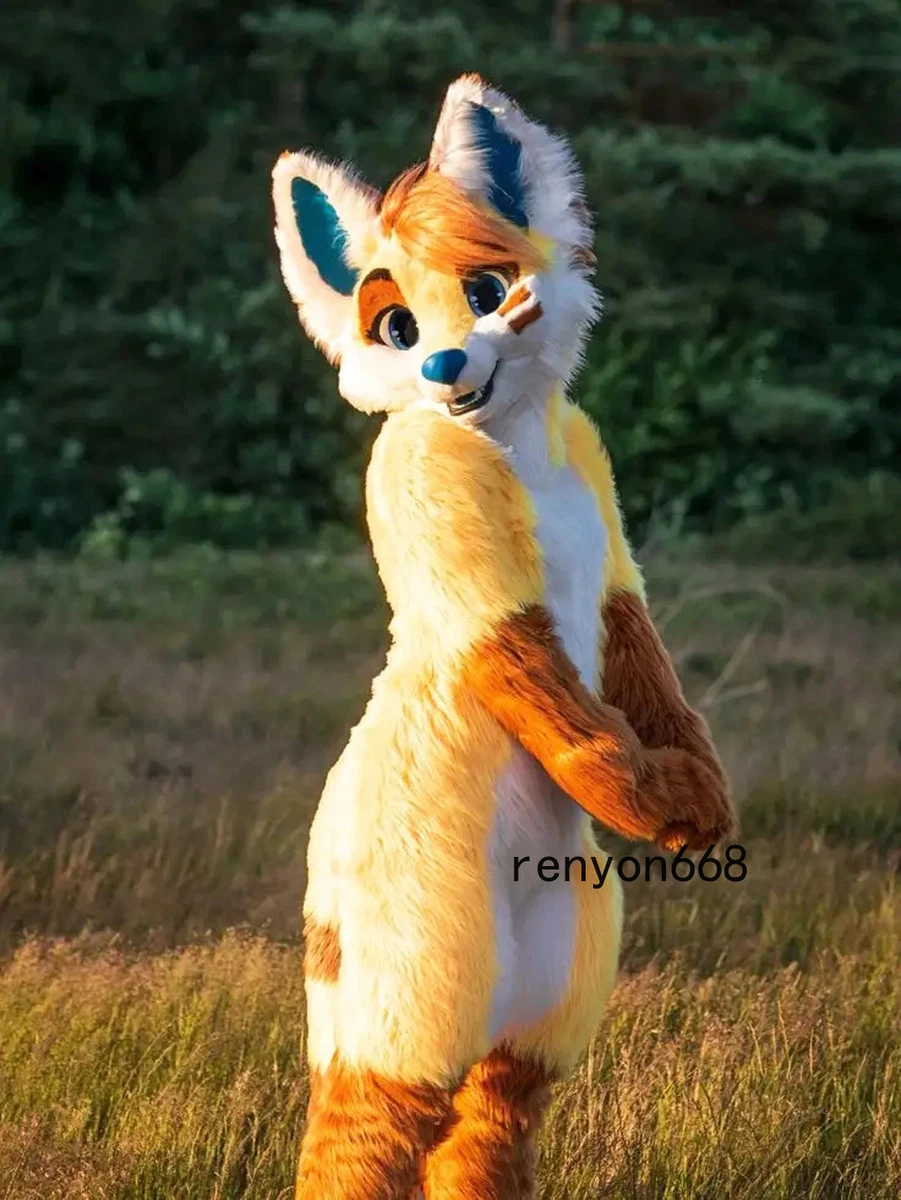 Fursuit Long Fur Husky Dog Fox Cosplay Mascot Costume Party Ad