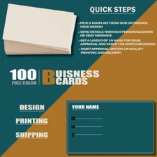 100 Custom Full Color Business Cards Personalized Business Cards 3.5 x 2-in