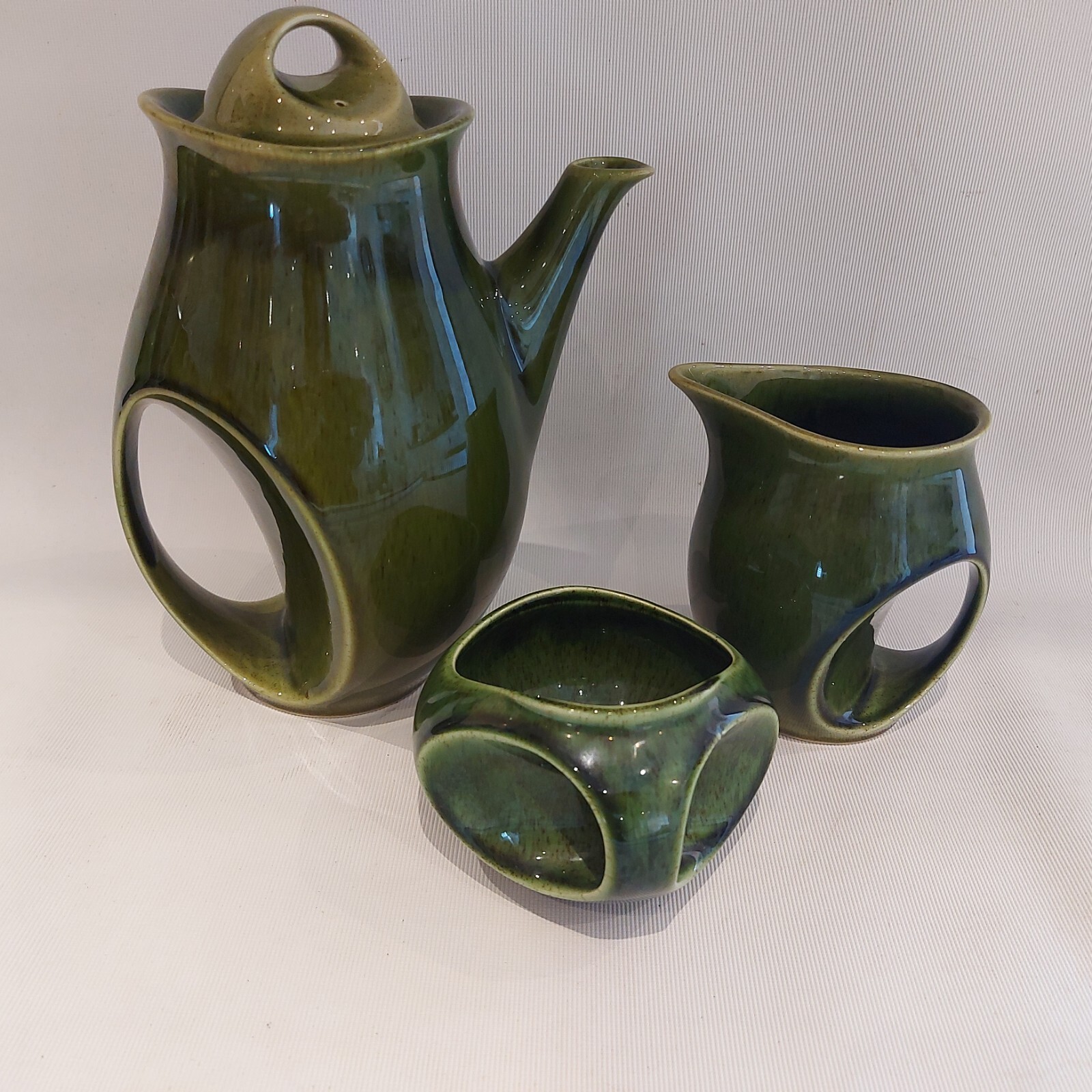 Vintage Holkham Pottery Owl Eye Coffee Set /Teaset Coffee Set Jug