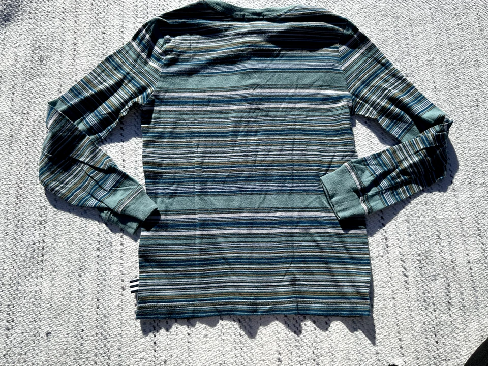 Splendid T-Shirt 7 Blue Striped 1/4 Buttons Long SleeveEveryday Logo Kids Boys Foto 2 de 4
