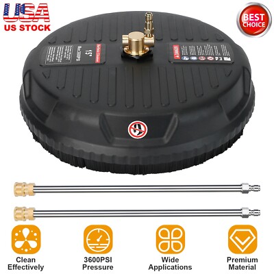 15'' High Pressure Washer Flat Surface Cleaner 3600PSI with Washer Extension Wand