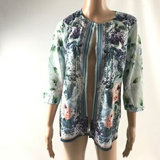 Chico s Easywear 1/M Primavera Open Front 3/4 Jacket Gingerbread Peach New