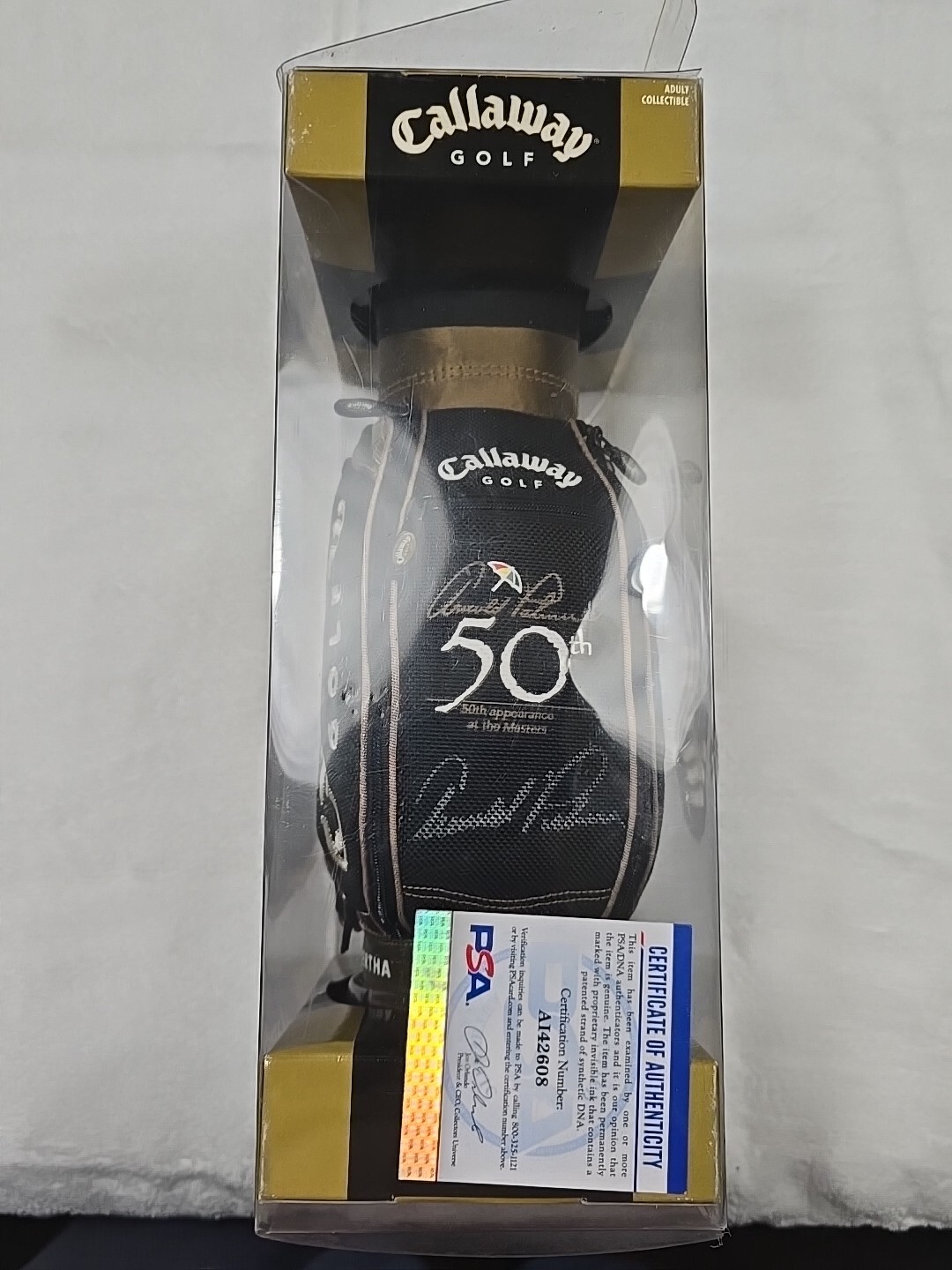 Arnold Palmer Autographed Signed /Auto Mini Golf Bag 50th Anniversary at the Masters PSA/DNA 