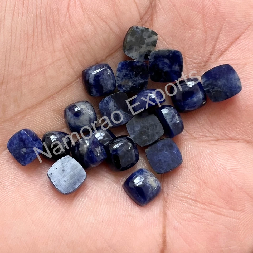 Natural Sodalite Cushion 8x8 mm to 20x20 mm Cabochon Loose Gemstone Lot - Image 2 of 4