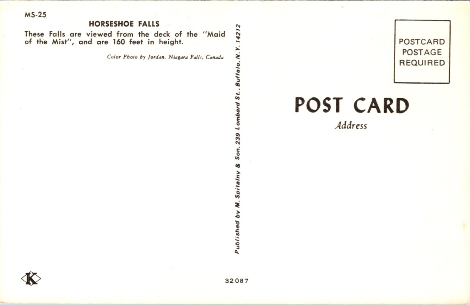 Horseshoe Falls and Maid Of The Mist-Niagara Falls, New York-Chrome Postcard