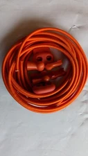 No Tie ORANGE Elastic Shoelace Lock Laces Shoe String Locking Toggle ORANGE Clip