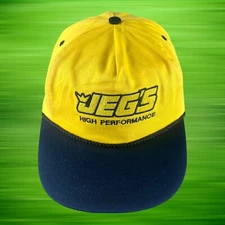Vtg Jeg's High Performance Snapback Hat Rope Trucker Cap Car Parts Racing Yellow
