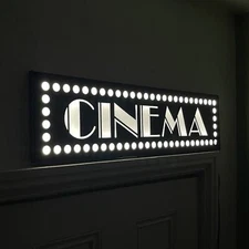CINEMA Illuminated lightbox led sign home cinema movie room theatre custom retro