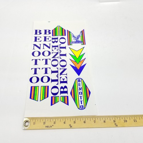 Juego de calcomanías Benotto italianas de colección marco pegatinas ciclismo azul amarillo verde brillo - Imagen 9 de 9