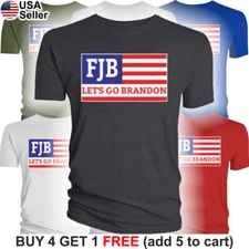 FJB Flag T-Shirt US Political FJB Biden Trump 2024 Funny Let's Go Brandon Lets