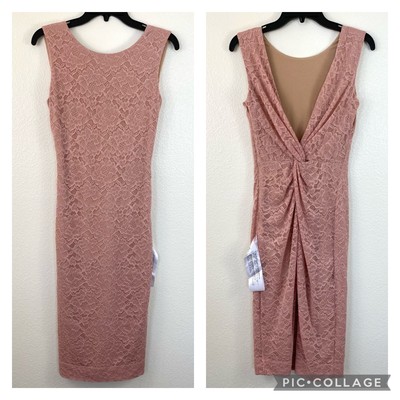 Dress The Population Kendra Lace Twist Back Dress Blush S