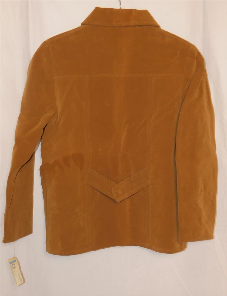 Vintage AMEREX Tan Coat Jacket Kids 100% Cotton Faux Suede Size 12 NOS - Image 2 of 4