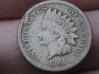 1861 Copper Nickel Indian Head Cent Penny- VG/Fine Details