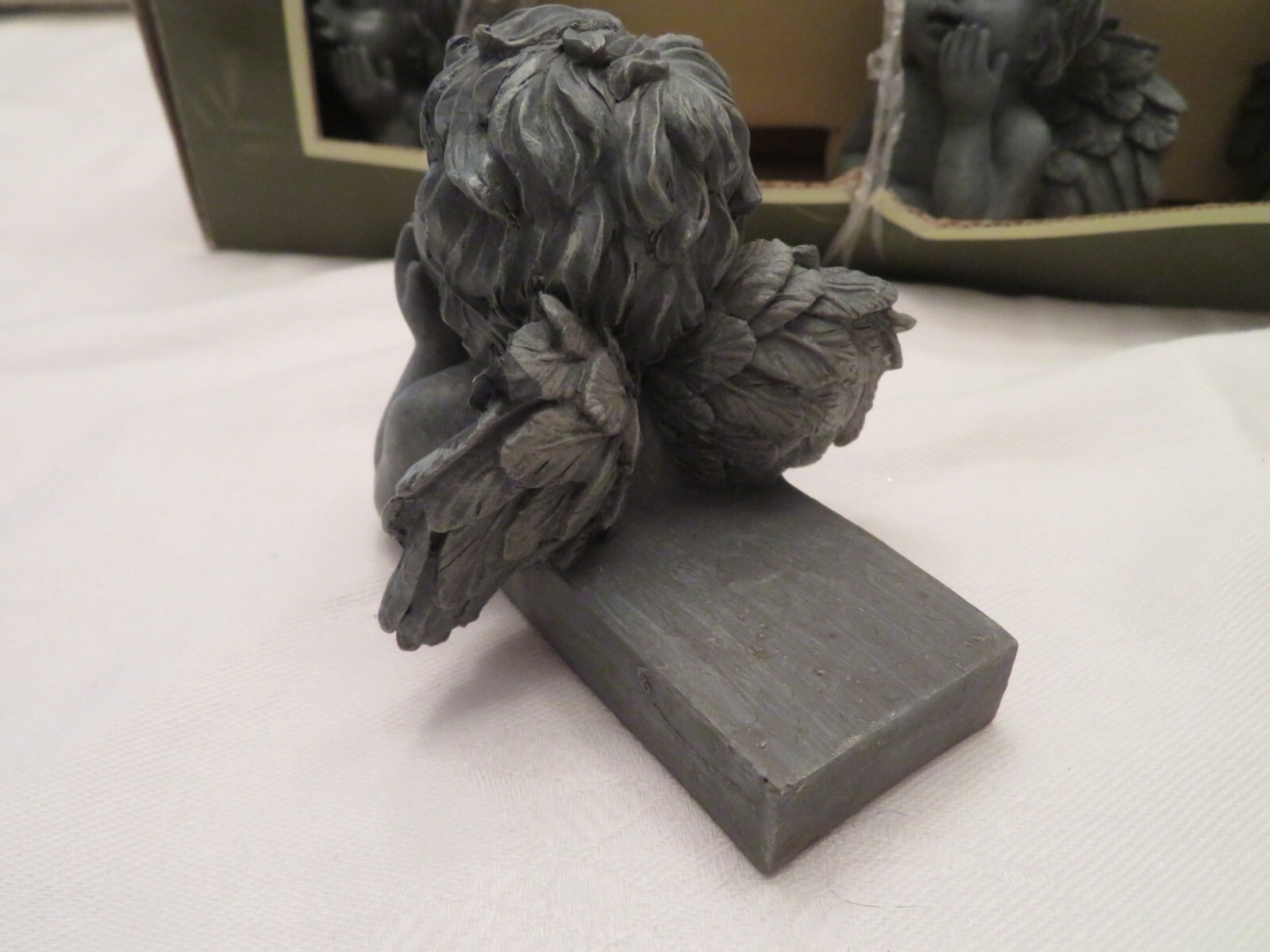 (4) Weathered Gray Resin Winged Cherub Angel Themed Plant Pot Feet eBay