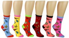 Women's Novelty Butterfly Socks, 6 pair socks, Butterfly socks, gift for her