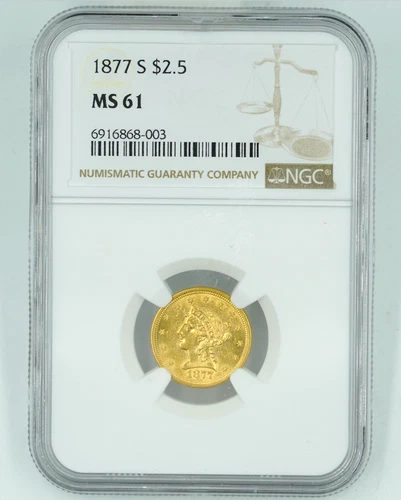 1877-S NGC MS61 $2.5 Gold Liberty Quarter Eagle