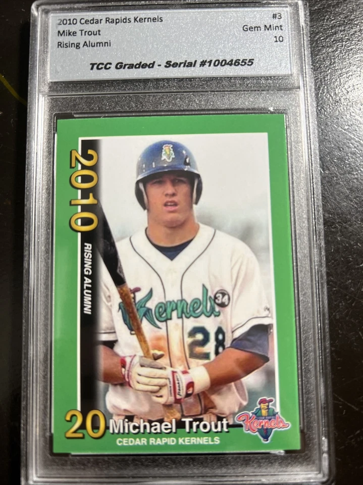 Lote de 3 núcleos Cedar Rapids Mike Trout 2010 1, 2 y 3 gema graduada TCC como nueva 10 Foto 2 de 4