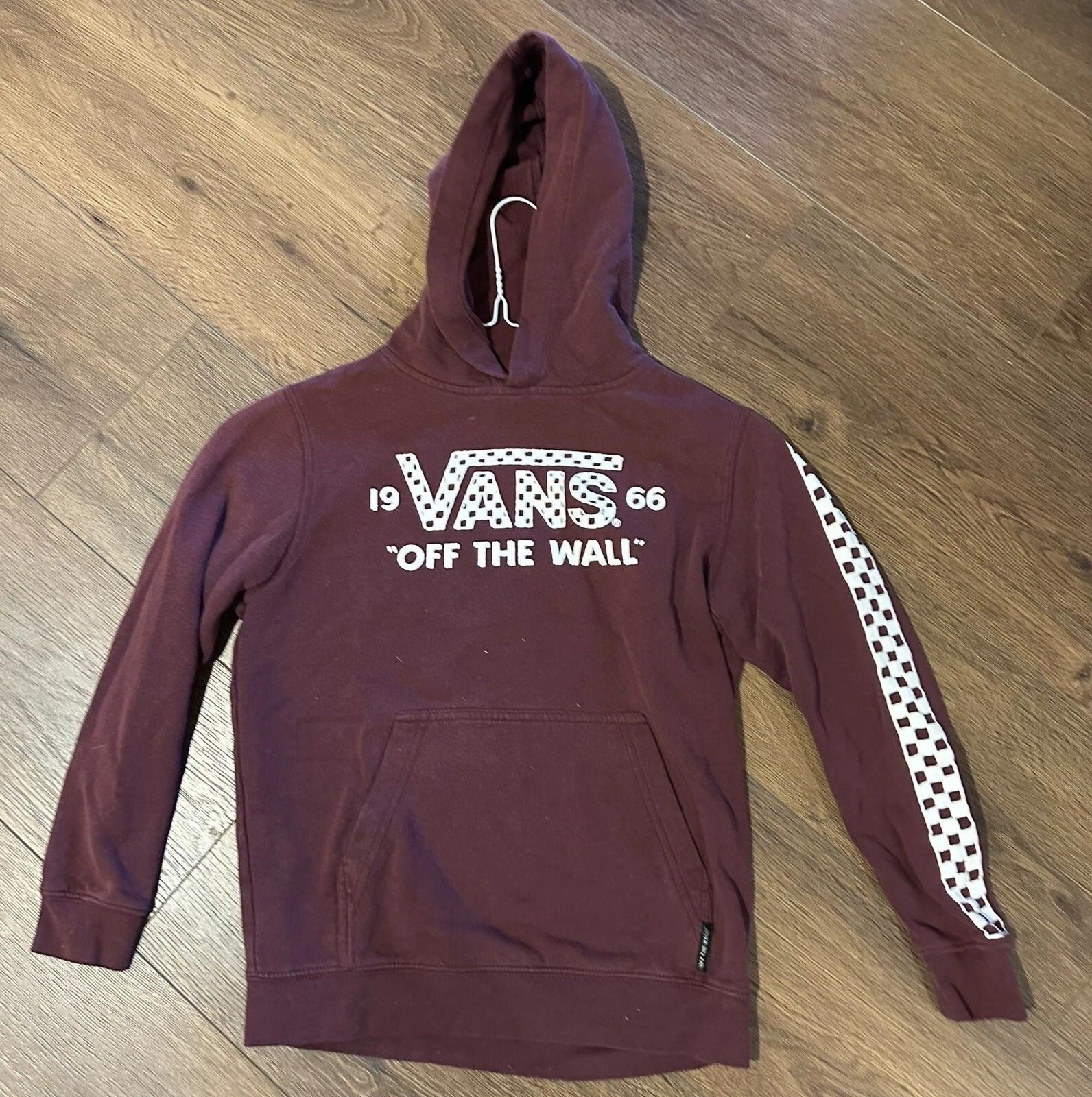 Vans Off The Wall Pullover Hoodie Size Small S 8 - 10 Burgundy Skater