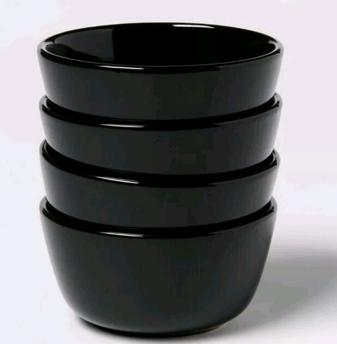4pk Threshold Stoneware 8oz Snack Bowls AVESTA Modern Round Black NEW - 第 1/5 張圖片