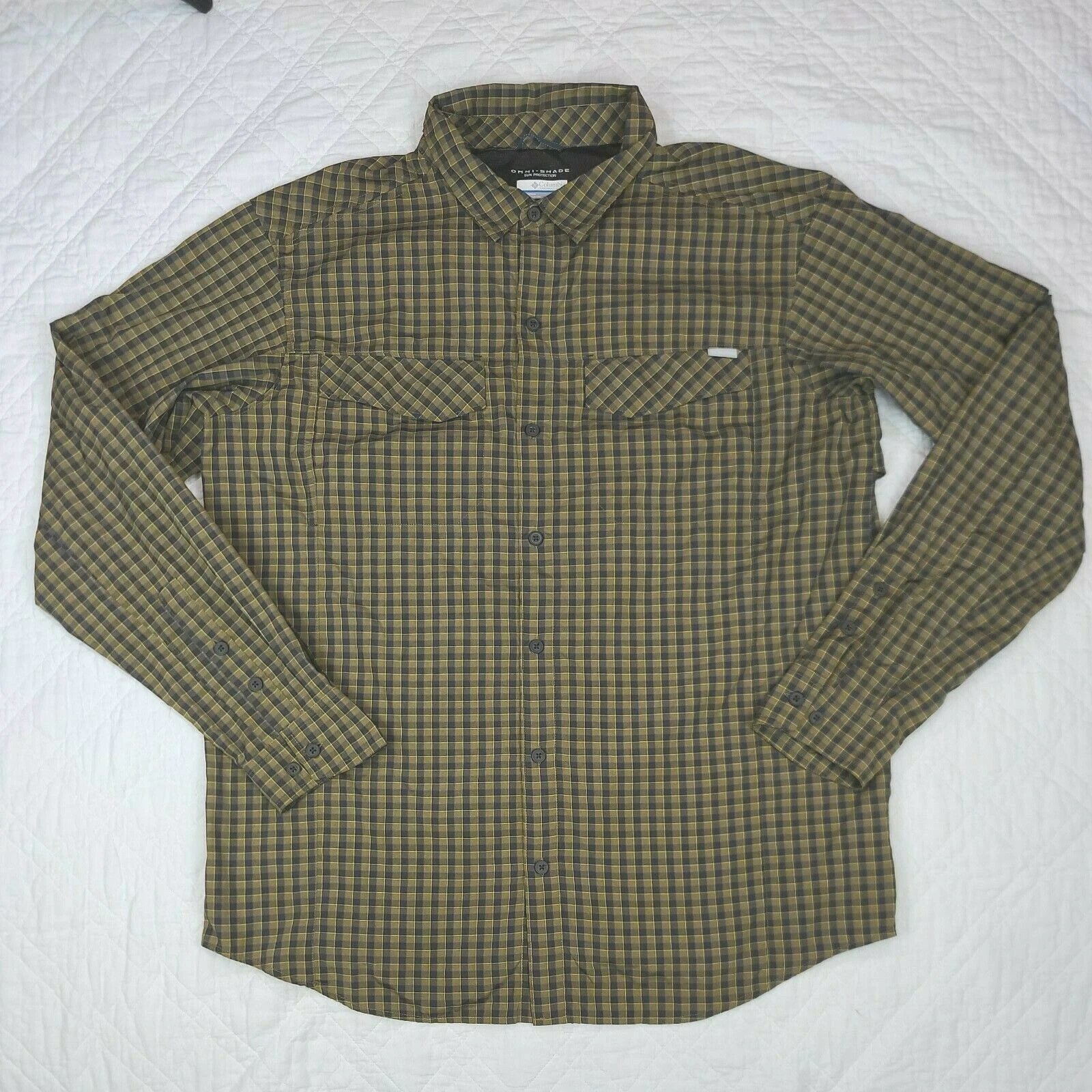 Columbia Mens Long Sleeve Button Up Shirt Size XL Plaid Omni-Shade