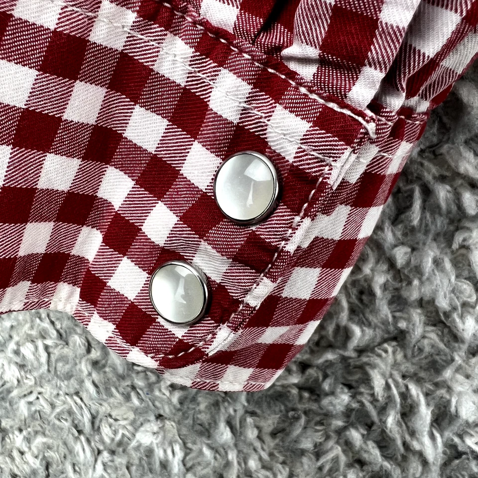 Levis western Pearl Snap shirt Slim Fit checkered red long sleeve Mens Size M - image 3 of 4