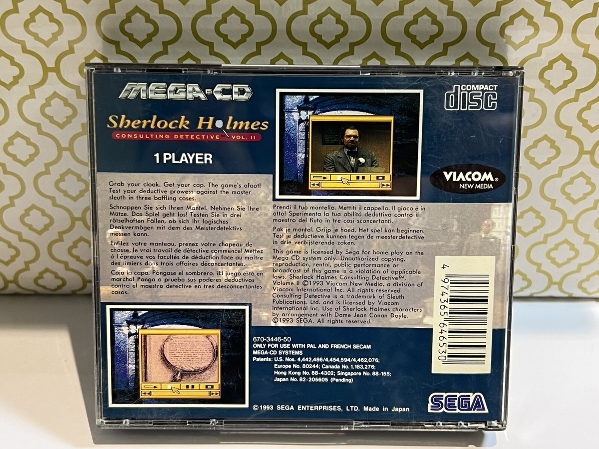 Sherlock Holmes Vol 2 Sega Mega CD ,1993 Test&WorK Box and CD