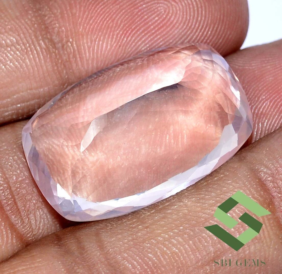 Cojín de cuarzo rosa natural certificado 33,98 CTS corte 27x18 mm piedras preciosas sueltas Foto 3 de 4