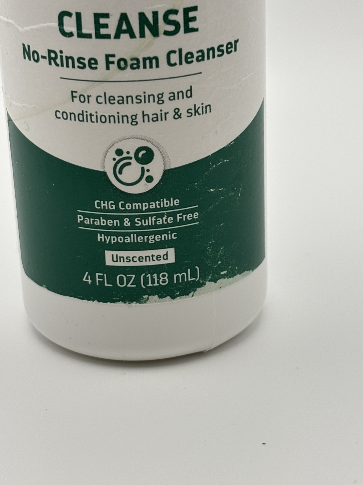 Medline Remedy UNSCENTED No-Rinse Foaming Body Wash Cleanser 4 oz Pump Bottle