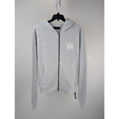 Amiri Washed MA Shot Hoodie Zipper in Grey Dawn BNWT Medium