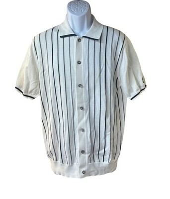 FootJoy x Todd Snyder Full Placket Sweater Polo Mens M White Striped Golf Preppy