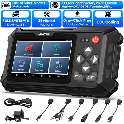 OBDPROG Moto Motorcycle All System OBD2 Scanner Diagnostic Scan Tool ECU Coding