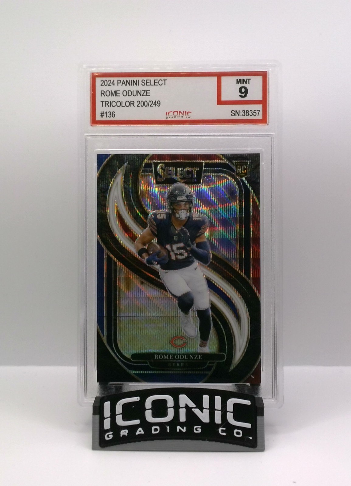 2024 Panini Select #136 Rome Odunze Tri-Color Prizm #/249