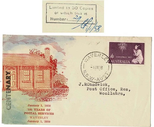 Australia 1958 Collinridge Rivett Waverley Post Office Opening Anniv Cover 29/30