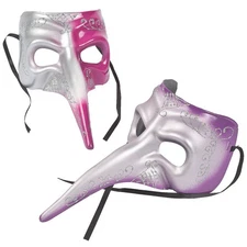 Mardi Gras Long-Nose Masks, Apparel Accessories, 6 Pieces