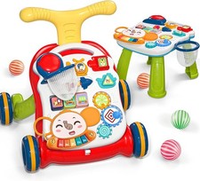 2-in-1 Sit to Stand Baby Walker, Educational Activity Center, Music Toy Gift for