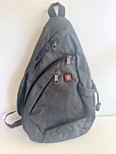 Swiss Tech Crossbody Bag Backpack Sling Padded Straps Multi Pocket Black- NWT
