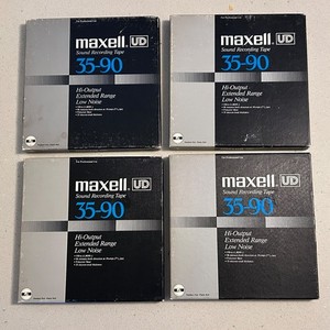 (4) Used MAXELL UD 35-90 Brand Open 7" Reel To Reel 1/4" Tape Lot: NICE Leaders