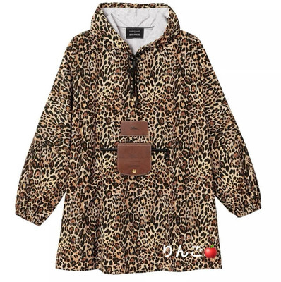 LONGCHAMP D'HEYGERE Collaboration Leopard Print Pullover Raincoat Poncho Unused