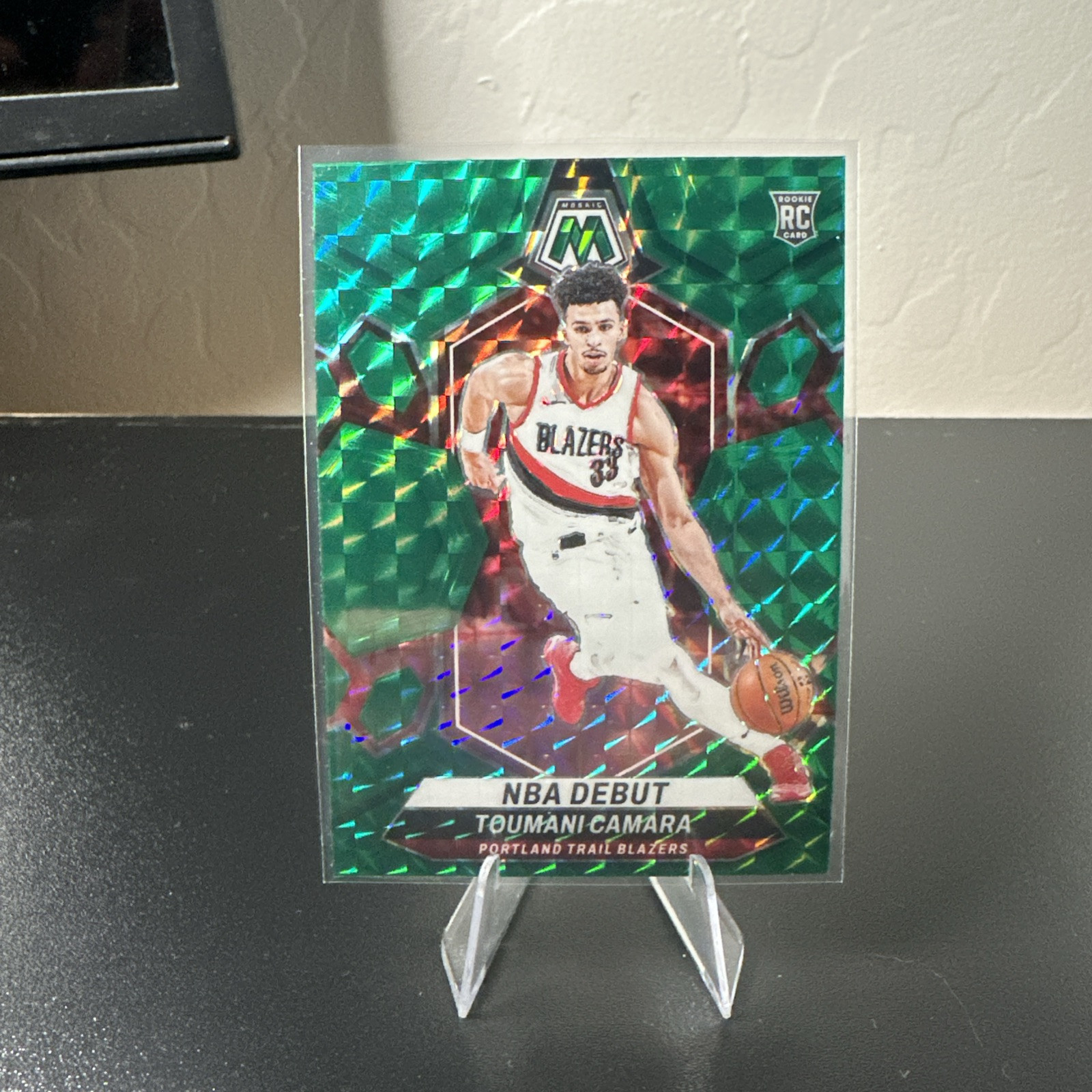 2023-24 Panini Mosaic Toumani Camara RC NBA Debut Green Mosaic