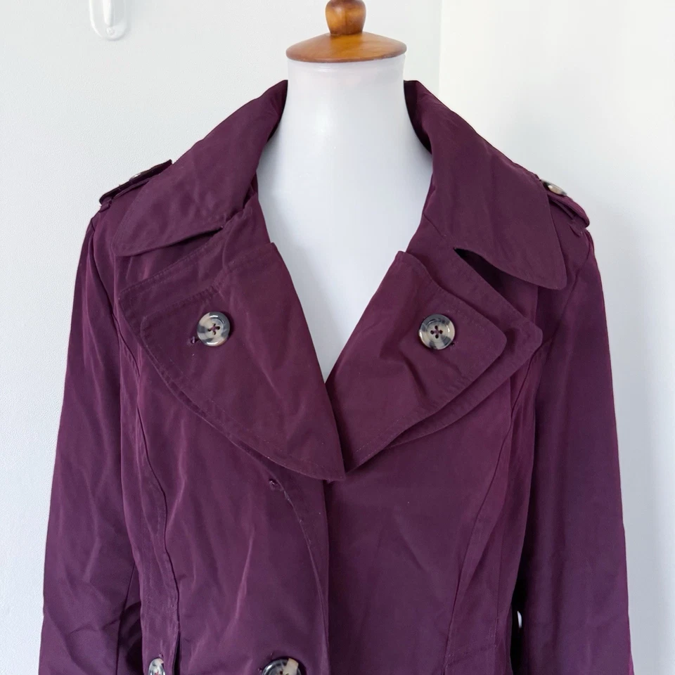 Gabardina London Fog Vino Borgoña Mujer Doble Cuello Chaqueta Abrigo Talla XL Foto 4 de 4