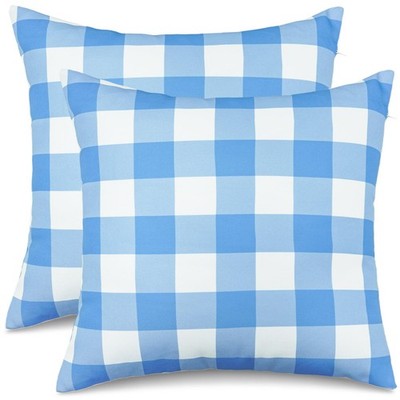 Poise3EHome Outdoor Pillow Covers 18x18 Set of 2, Blue and White Checkered Sp...
