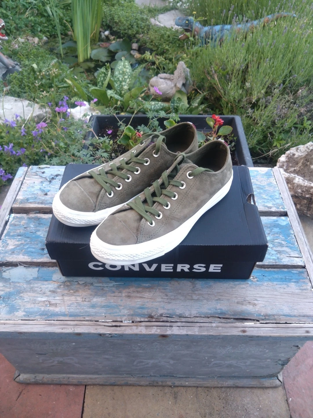 SNEAKERS Converse Chuck Taylor All Stars verdi scamosciate stringate donna UK taglia 6 5